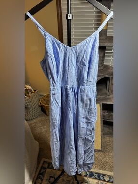 Old Navy Light Blue & White Striped Sleeveless Dress